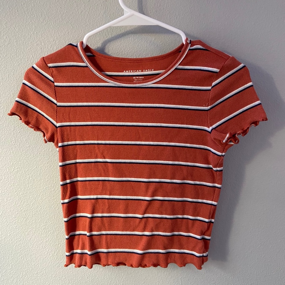 American Eagle Cropped Ribbed T-Shirt